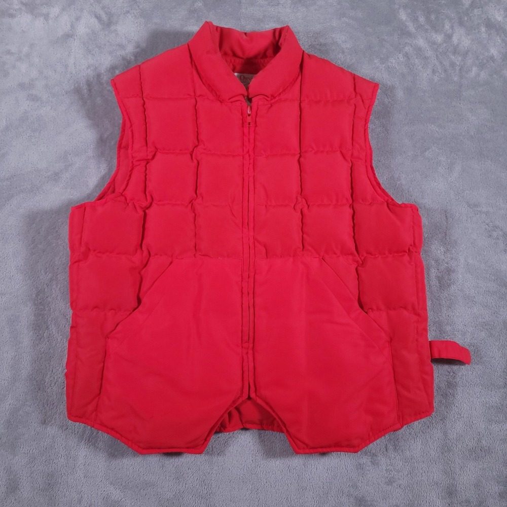 Orvis‎ Puffer Vest Womens Large Red Goose Down Quilted Outdoor Hunting Fishing